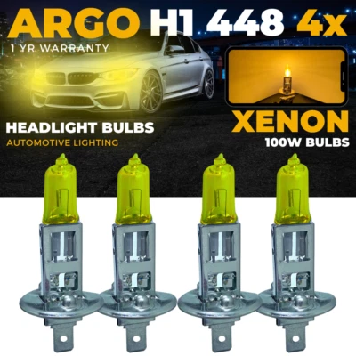 4x H1 Yellow Xenon Gold 3000K 448 Halogen 100w Car Fog Light Headlight Bulbs 12v - Image 1 of 4