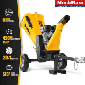MechMaxx 420cc 15HP Gasoline Engine 5'' Wood Chipper Shredder With Towbar GS1500 - Picture 1 of 8