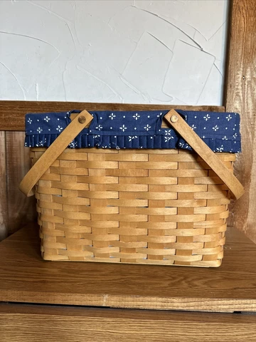 1996 Longaberger Magazine Basket With Liner & Protector Cover