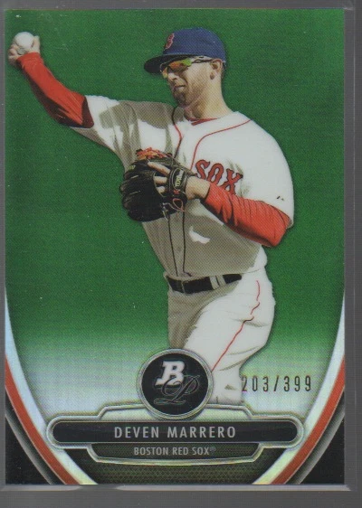 DEVEN MARRERO 2013 BOWMAN PLATINUM EMERALD GREEN PARALLEL 203/399 RED SOX - Image 1 of 1