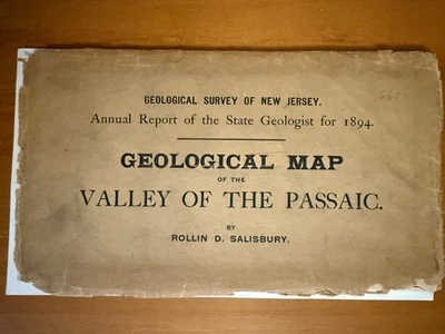 1894 Geological Map of Valley of Passaic New Jersey Geologist Survey ~ Antique - Image 1 of 3