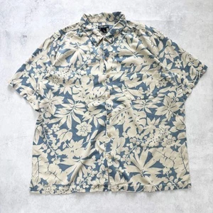 Vintage Hawaiian Shirt Mens XL Beige Floral Aloha Short Sleeve Silk (E) - Picture 1 of 4