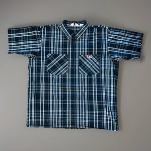 Ben Davis Short Sleeve Plaid 1/2 Zip Shirt - Black & White Size XL - Picture 1 of 5