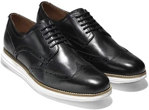 Cole Haan Original Grand Shortwing Oxford Mens Shoe Black Leather sz 10 - Picture 1 of 5