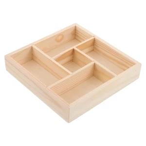 Multi-grid Wooden Box Divided Tray Serving with Sections Stand - Picture 1 of 12