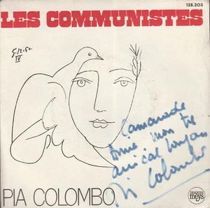 PIA COLOMBO Les Communistes Rare French 7" 45 70s Pop Autographed - Imagen 1 de 4