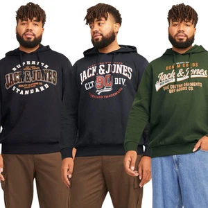 Jack & Jones Mens Logo Plus Size Big Tall Hooded Pullover Sweatshirt Hoodie - Picture 1 of 34