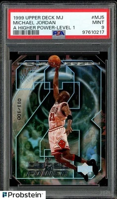 1999-00 UD MJ A Higher Power Level 1 #MJ5 Michael Jordan HOF 11/100 PSA 9 MINT - Image 1 of 2