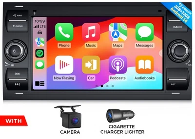 Autoradio Android 14 Navi CarPlay für Ford C-Max Focus Kuga Fiesta Fusion Galaxy - Bild 1 von 4