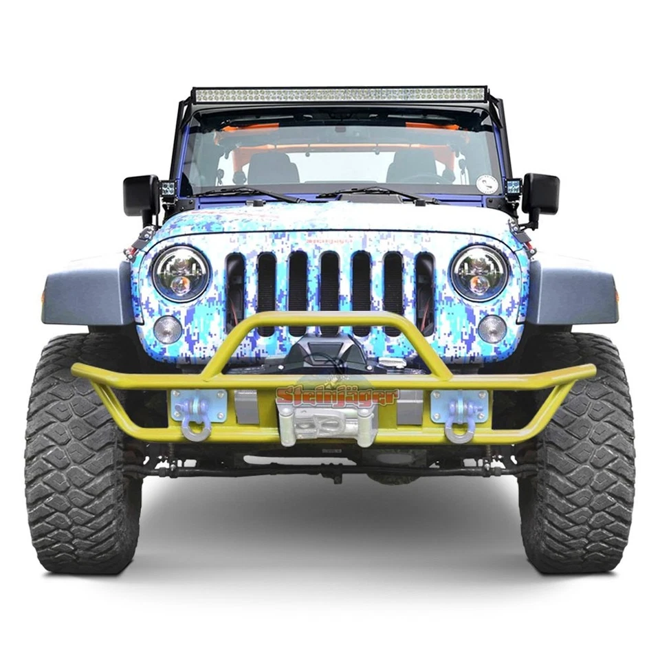For Jeep Wrangler JK 18 Full Width Lemon Peel Front Winch Tubular Bumper w Hoop Foto 1 de 1