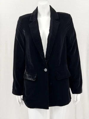 Old Navy Blazer Womens Medium Black Velvet Party Jacket Witchy Whimsigoth Office - Image 1 of 4