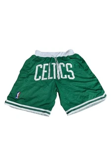 Boston Celtics Just Don Shorts Mens Medium Basketball USA Made NBA Mesh Green - Picture 1 of 16
