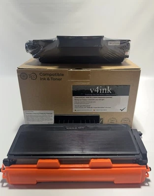 Картридж с тонером v4ink Brother TN580 TN650 совместимый с высоким выходом черный - 2 упаковки - Изображение 1 из 2