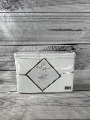 Juego de 4 sábanas Knights Bridge White Queen espiga 600TC hilo de una sola capa Foto 1 de 4