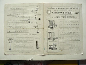 Prospectus Morillon & Hubert 1922 Balance Pesage Bascule brochure - Imagen 1 de 1
