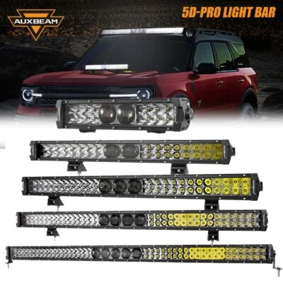 AUXBEAM 12 22 32 42 52 inch 5D-PRO LED Light Bar Combo Kit Fog Pods Truck SUV - Image 1 of 4