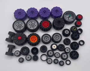 Lego Replacement Tires Wheels Purple Red Black Plastic Rubber - Picture 1 of 8