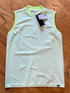 ADIDAS GOLF Women’s SAMPLE Top~SMALL~Sleeveless 1/4 Zip STRETCH Lime GREEN NWT - Picture 1 of 6