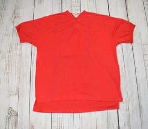 VINTAGE 80S LE TIGRE POLO HENLEY SHIRT 50/50 DACRON USA MENS SIZE XL RED RARE - Picture 1 of 9