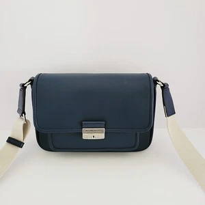 Michael Kors Bradshaw Medium Pocket Messenger Crossbody Handtasche Navy Leder - Bild 1 von 8