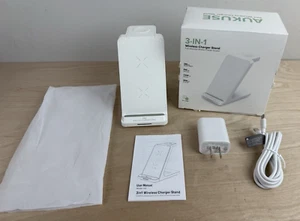 AUKUSE K6 White Compact Design Wireless 3 In 1 Charging Stand With Manual NEW - Picture 1 of 16