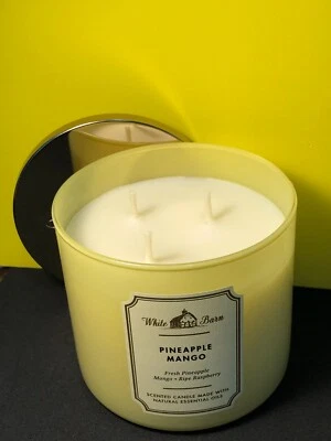 Bath & Body Works ~ "PINEAPPLE MANGO" White Barn, 3 Wick Scented Candle 14.5 oz - Image 1 of 3