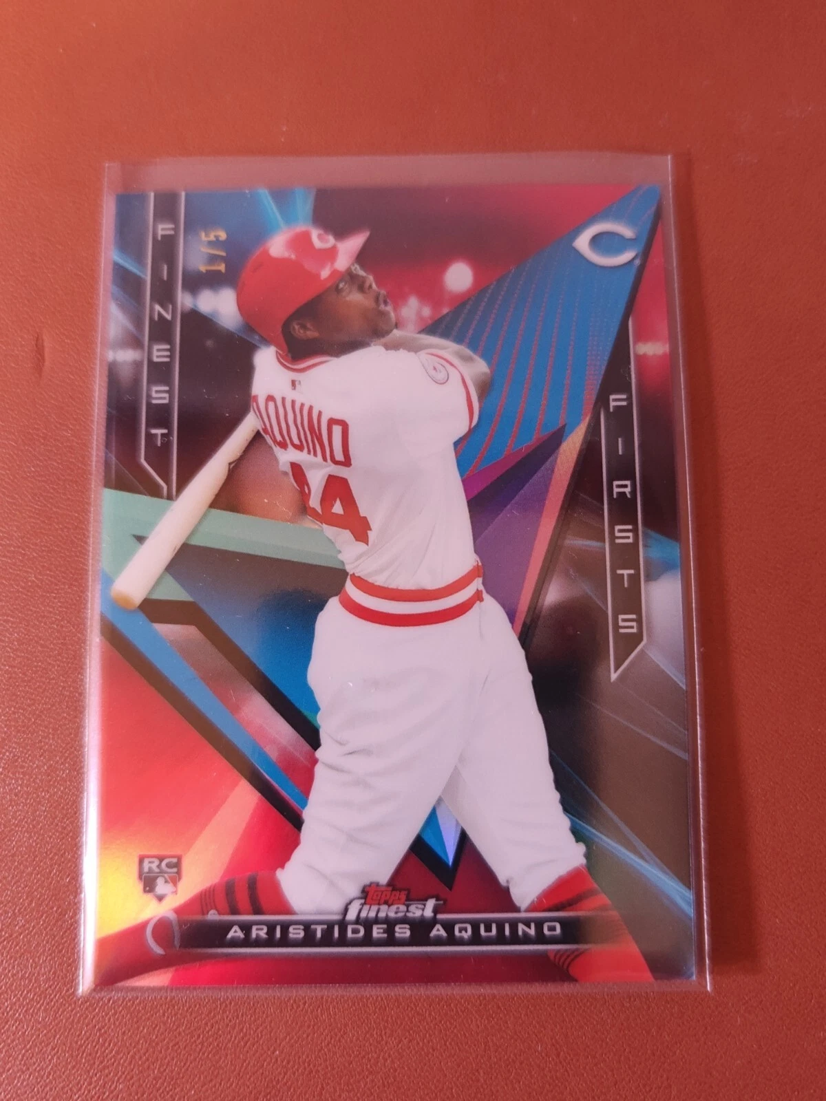 2020 Topps Finest Aristides Aquino Fin Firsts Red Refractor 1/5