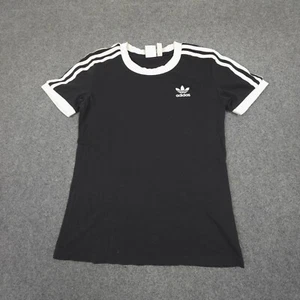 Adidas Shirt Womens 6 Black Short Sleeve trefoil cotton T-Shirt summer Size 6 - Picture 1 of 8