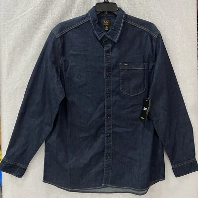 Lee Button Down Denim Shirt Men's XL or XXL  Blue Extreme Motion Workwear Top - Image 1 of 4