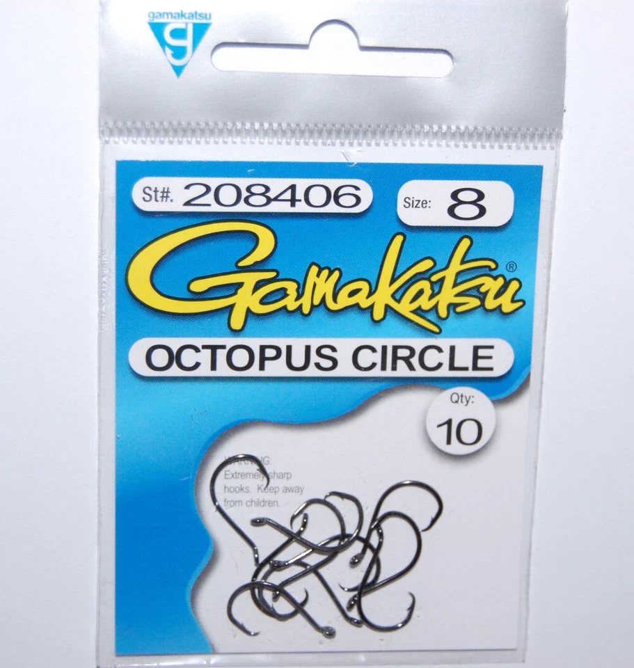 Gamakatsu 208406 Octopus Hook Circle Offset Point Size 8 NS Black per 10
