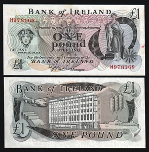 Ireland Northern £1 POUND P-65 1980 PreEuro Irish Mercury UNC Airplane Boat NOTE - Picture 1 of 4