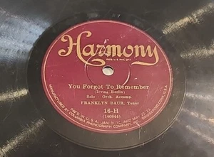 Harmony 78 Rpm Record Sometime/ You Forgot To Remember 1925 #19-H - Foto 1 di 5