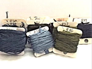 Lot of 10 DMC Cross Stitch Floss Carded-#930x3,931,934,935,936,937,938,939 - Picture 1 of 6