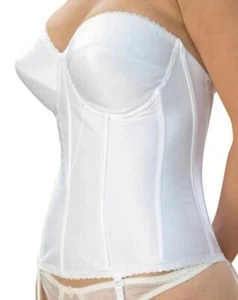 Carnival Full Figure Satin Torsolette Strapless Bustier Bra Size 42C WH - Picture 1 of 5