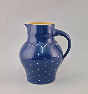 9145131-d Großer Schenkkrug Kanne Bürgel Keramik blauweiß Engobe vintage H 20 cm - Bild 1 von 3