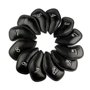 12pcs/set Outdoor Sport Golf Club Covers Iron Club Head Covers Black PU Covers - Picture 1 of 6