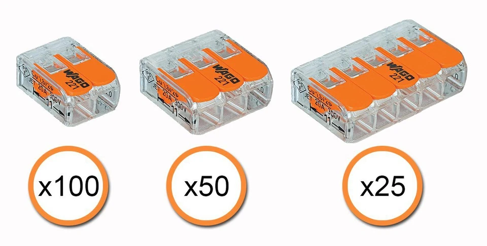 WAGO 221 LEVER-NUTS 175pc Wire Connector Assortment Pack 221-412,221-413,221-415 - Image 1 of 1