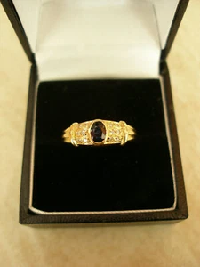 18 CARAT GOLD SAPPHIRE & DIAMOND FANCY DRESS RING MADE IN ENGLAND BRAND NEW - Picture 1 of 4