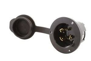 30A 250V NEMA L6-30P Flanged Power Input Locking Inlet With Front Weather Cover - Picture 1 of 5
