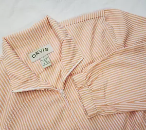 Giacca Orvis Donna Grande Seersucker Frangivento Pesca Righe Casual Zip - Foto 1 di 10