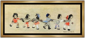 Moura Arbeit RAR Original Ölgemälde signiert Kinderportrait gerahmt Kunstwerk - Bild 1 von 4