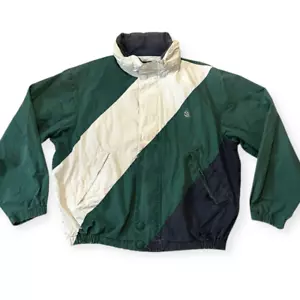 Giacca leggera con cappuccio grande vintage Nautica uomo verde bianco blu tricolore - Foto 1 di 5