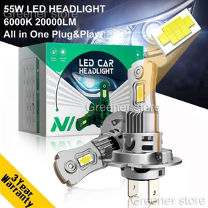 55W Auto LED Faro H4 H7 H8/H9/H11 9005 9006 9012 40000LM Lampada Lampadina 6000K - Picture 1 of 17
