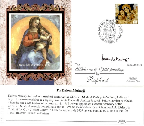 CHRISTMAS : Madonna & Child First Day Cover 2005 CERTIFIED SIGNED DALEEP MUKARJI Cover