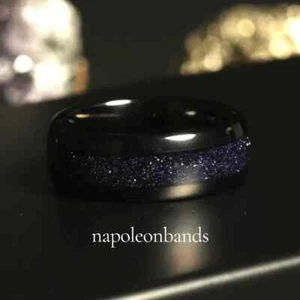 Alianza de boda de tungsteno negro anillo de arenisca galaxia nebulosa de 8 mm para hombre - Imagen 1 de 11