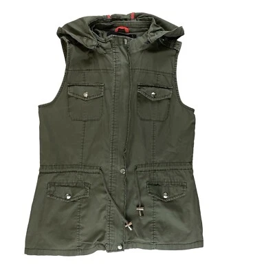 Chaleco Ci Sono Mujer M Verde Bolsillos Cordón Cintura Con Capucha Cremallera Militar Foto 1 de 4