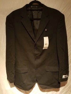  全新 $495 男式 41L Emanuel Ungaro 黑色 3 按钮侧通风西装夹克 100% 羊毛  — 第 1/4 张图片