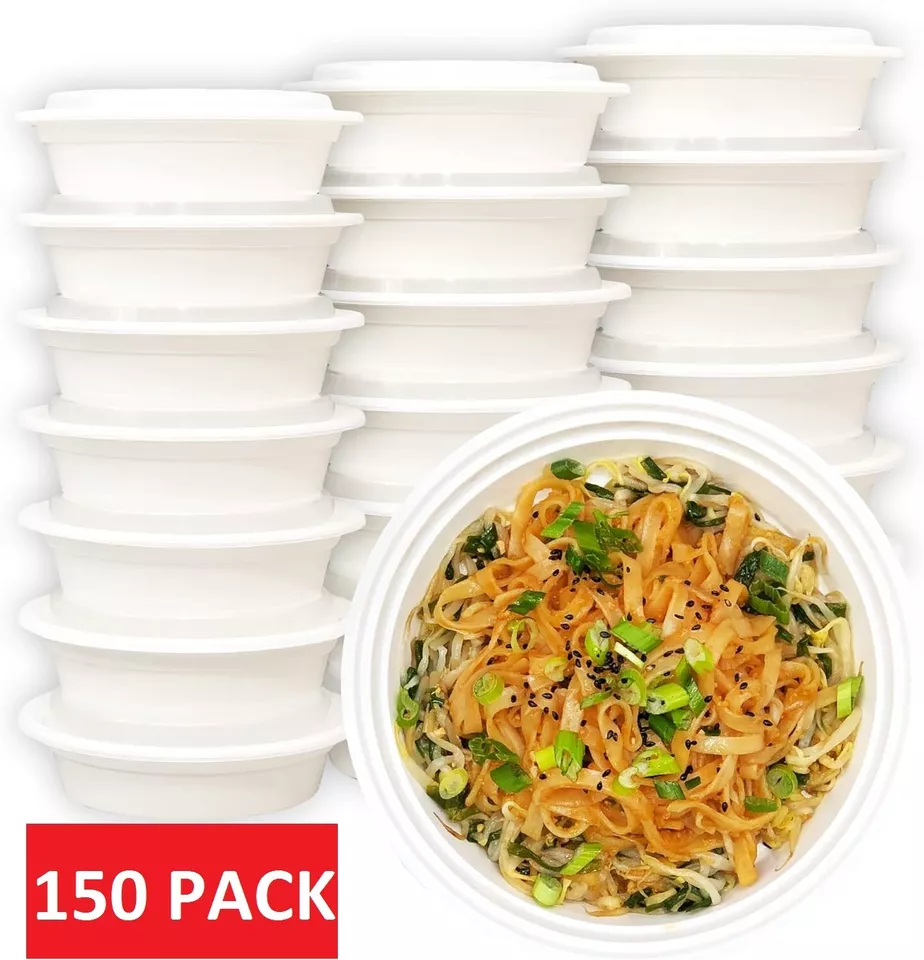 FUHET 150 PACK 16 OZ Food Containers Meal Prep Microwavable Reusable Plastic Lunch Box