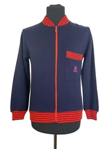 Vintage Men's Track Jacket by Rasica | 70s  Blue with Red Trim Jacket | Size S - Picture 1 of 10