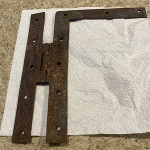 Old H Door Hinge Cabinet Blacksmith Forged Colonial Wrought Iron old - Picture 1 of 5